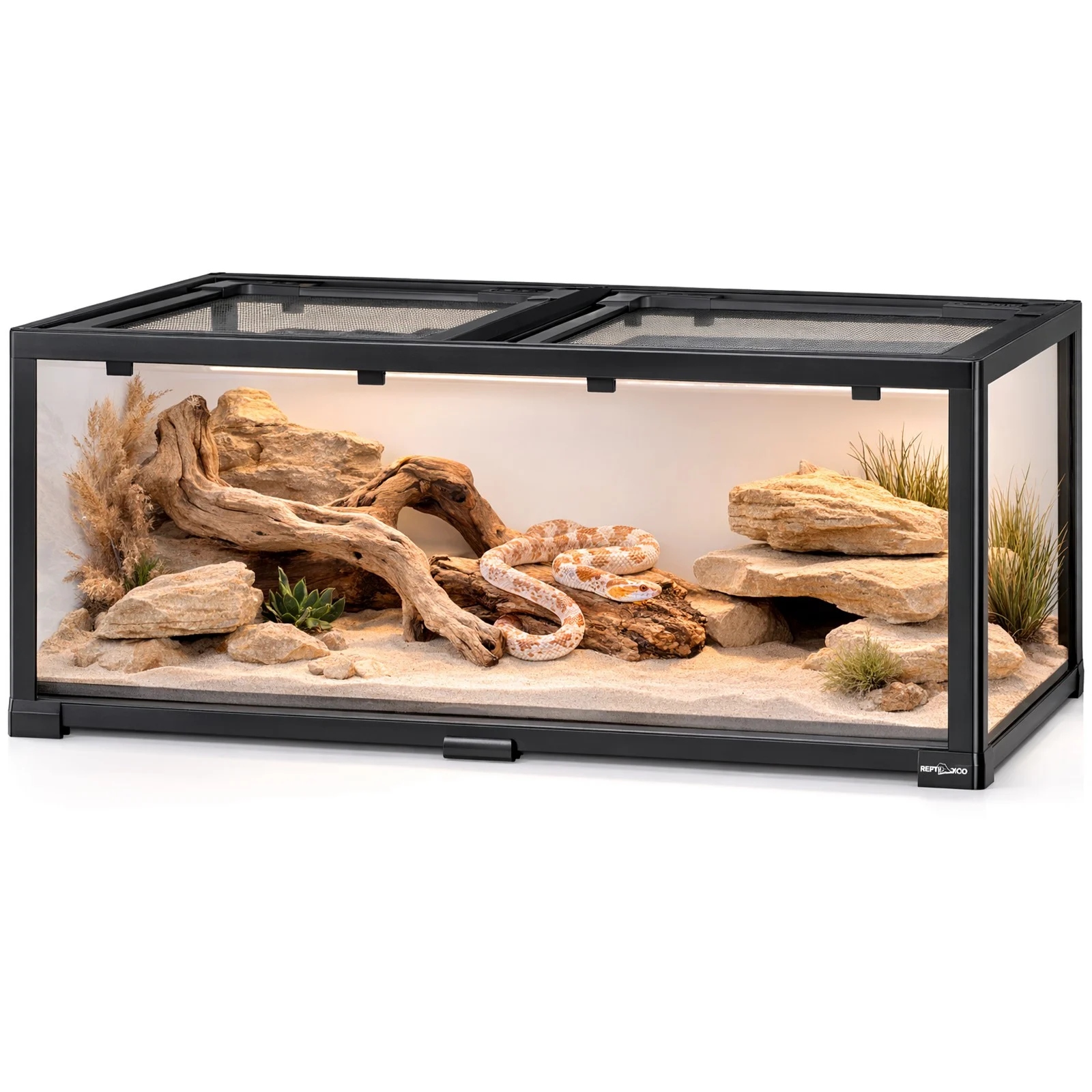 Terárium 90X45X30 Tvrzené Sklo Uvb Ventilace Snadná Montáž Pro Hadice