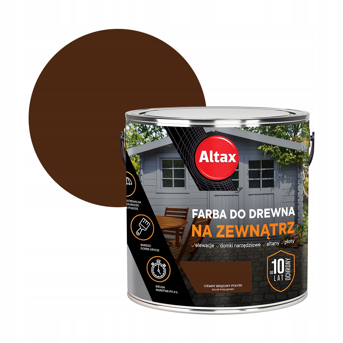 Altax Farba Do Drewna 2,5L Ciemny Brązowy