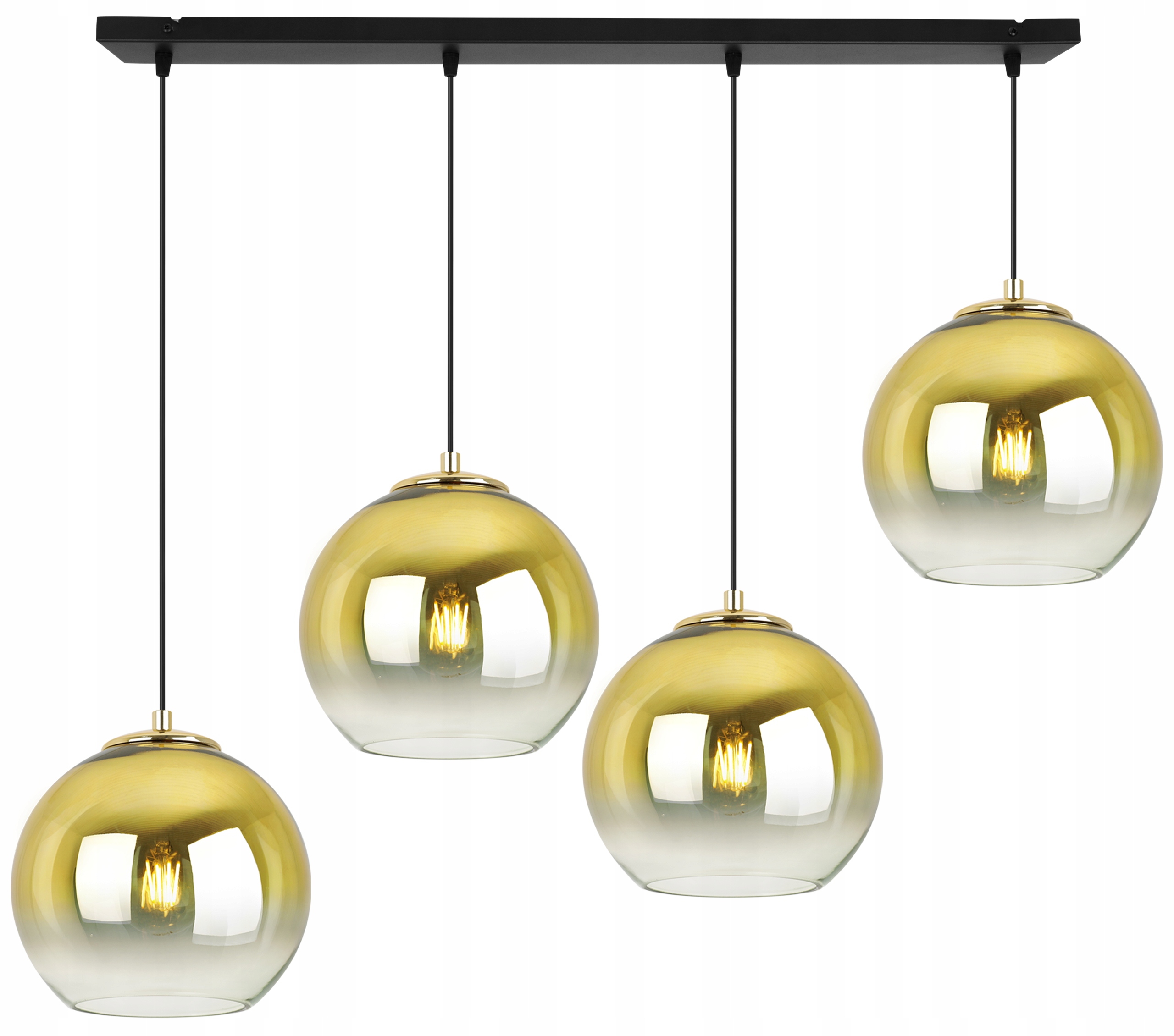 Závěsná Lampa Stropní Lustrová Lišta Zlaté Skleněné Stínítko Glamour Koule
