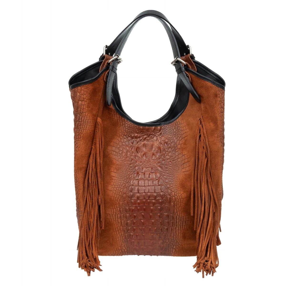 Kožená taška Shopperka Vezze Nativo Croco Ruda