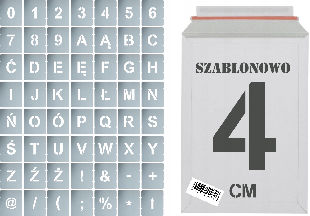 

Szablony malarskie Litery i Cyfry 4cm zestaw 56szt