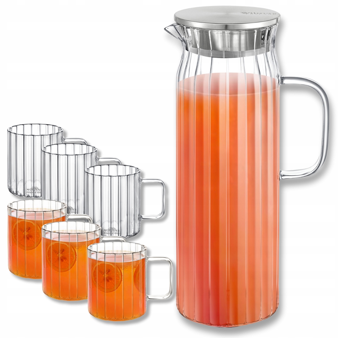 Sada na vodu Wilmax, skleněný džbán 1,5 l a 6 hrnků 400 ml