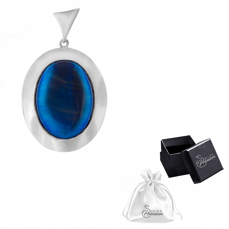 Stříbrný přívěsek ryzost 925 Tygrí oko Blue XL