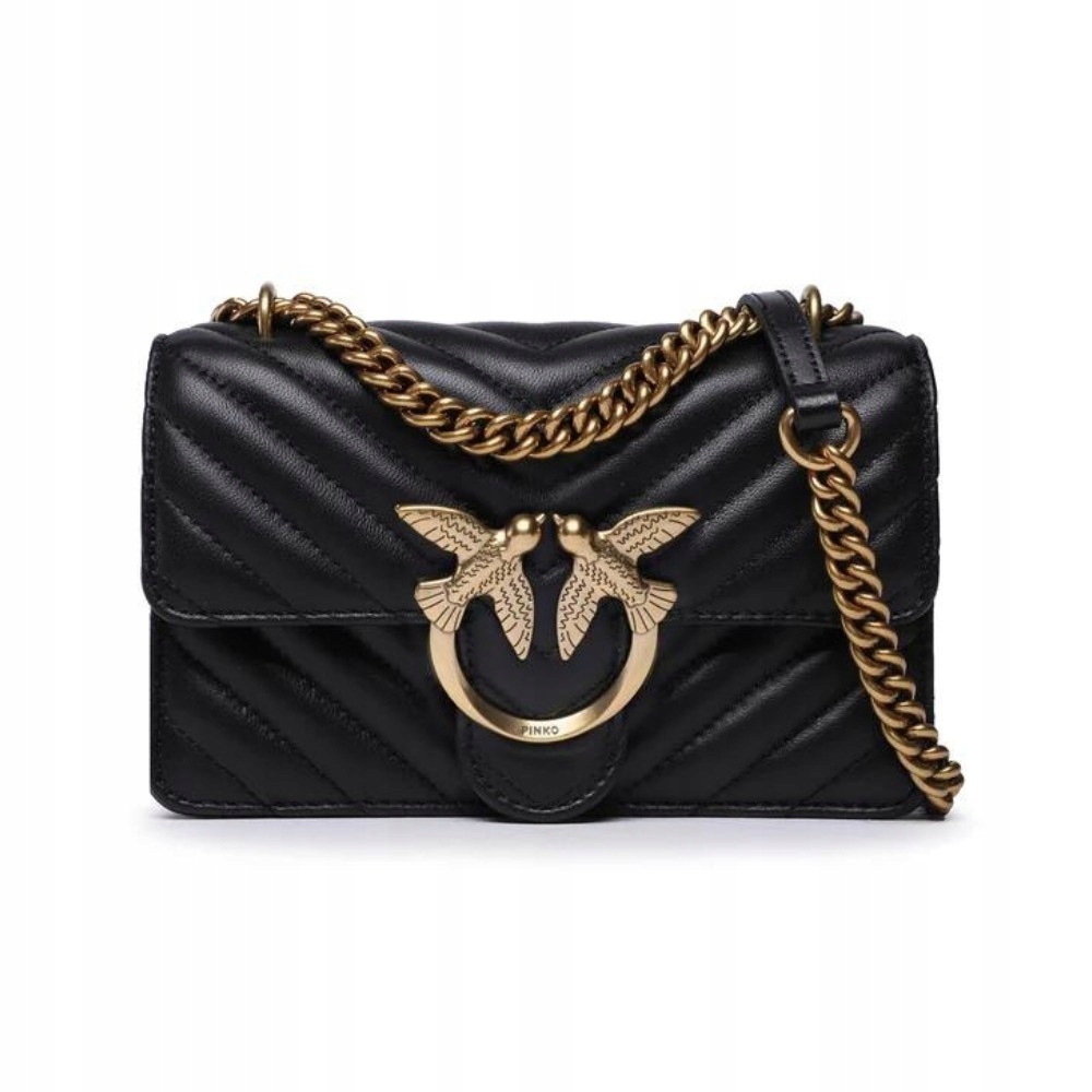 Pinko Černá kabelka Love One Mini DC Sheep Nappa