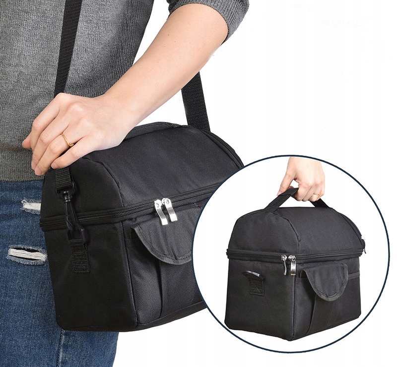 Torba TERMICZNA CZARNA Śniadaniowa Kuferek Lunch BOX XXL Izolacyjna Marka bez marki