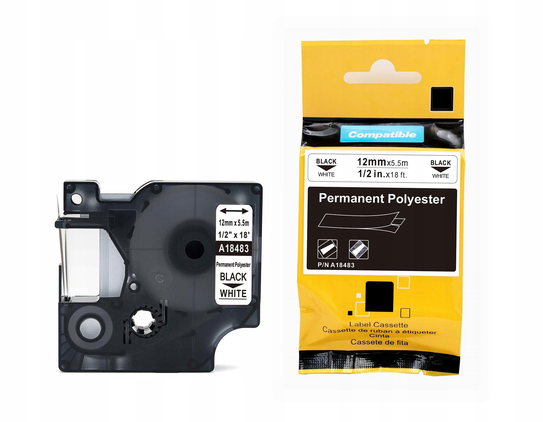 

Taśma do Dymo Rhino 18483 12mm 5,5m biała