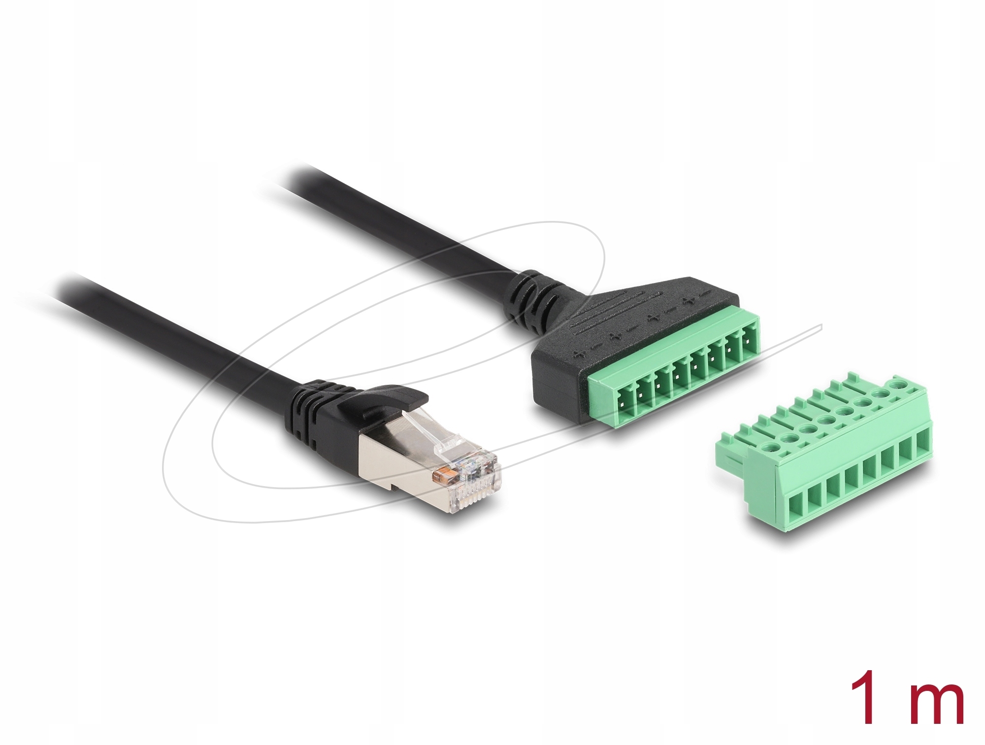 Adapter kablowy RJ45 Cat.6 męski na listwę zaciskową 1m 2-częś Delock 65977