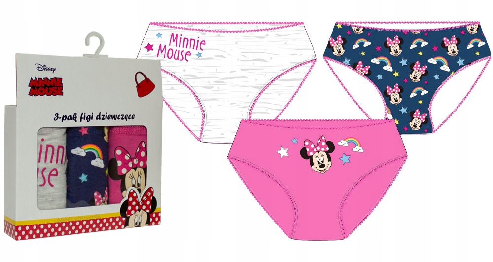 

3x Majtki Figi Bielizna 128-134 Myszka Minnie 8+