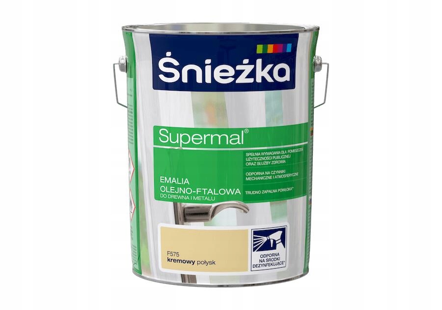 Olejovo-ftalová smaltovaná farba Supermal na drevo a kov 5 L krémová Śnieżka