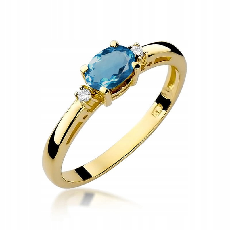 Zlatý prstýnek s topazem London Blue a brilianty