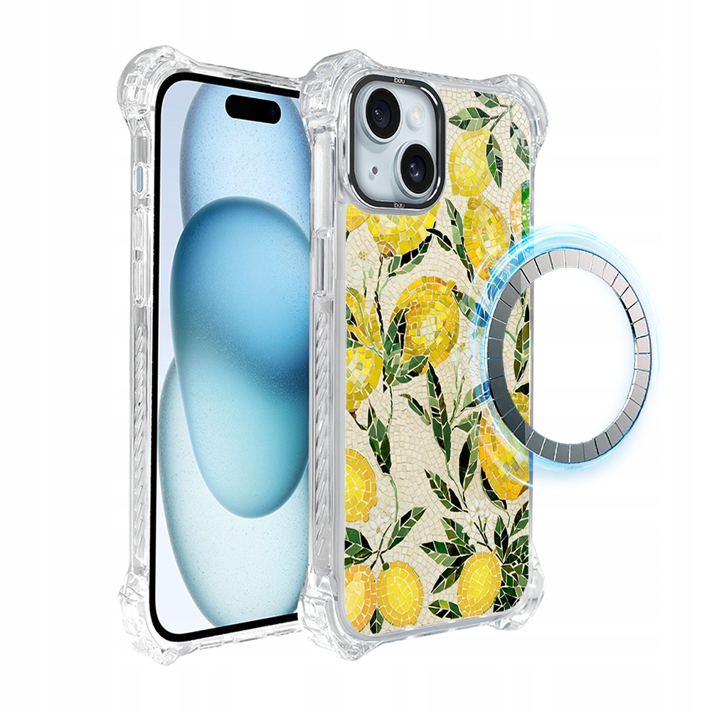 Pouzdro iPhone 15 Plus Ibizu DropGuard Ultra s MagSafe, Citronové háje