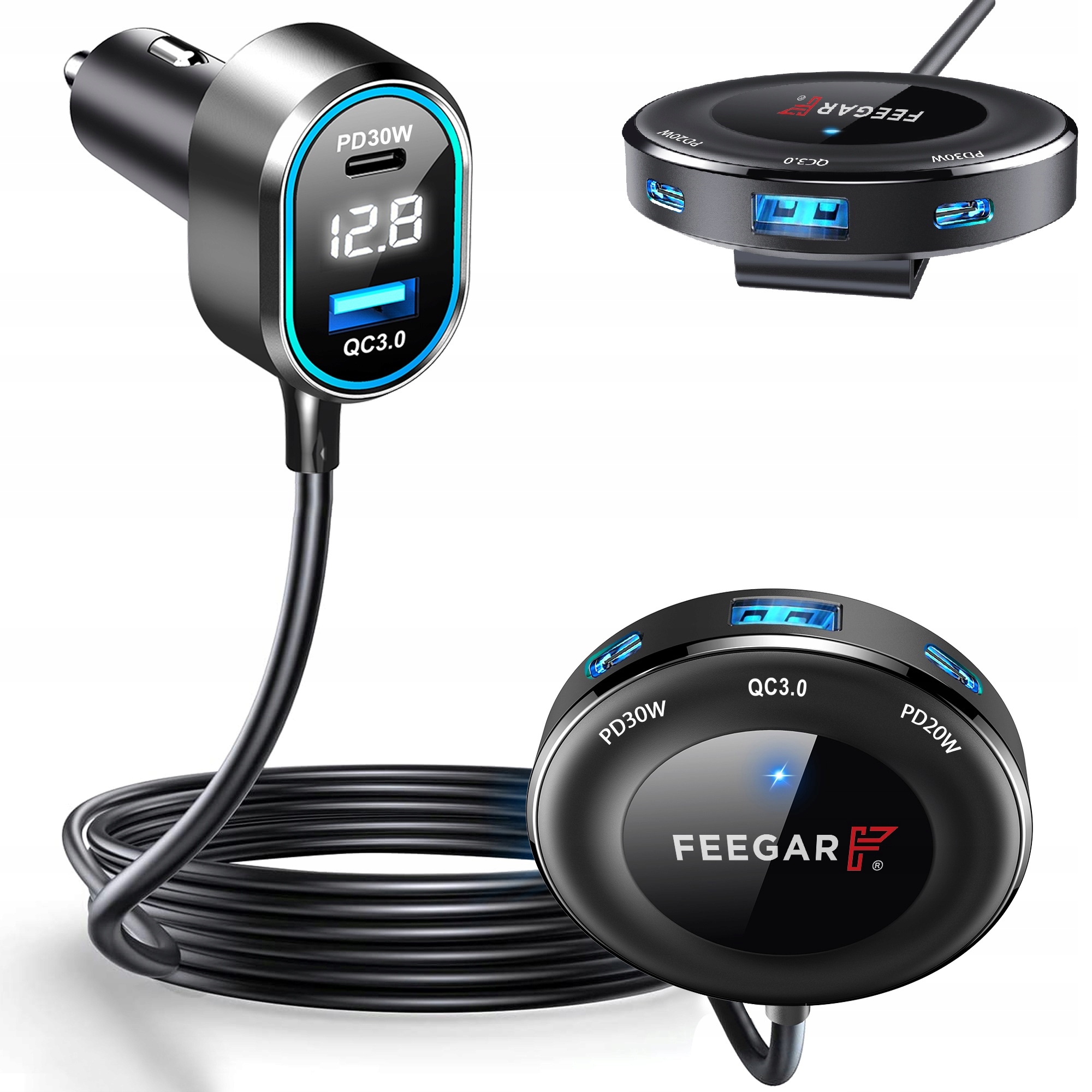 

Rozdzielacz Gniazda Zapalniczki Feegar 12-24V 5USB