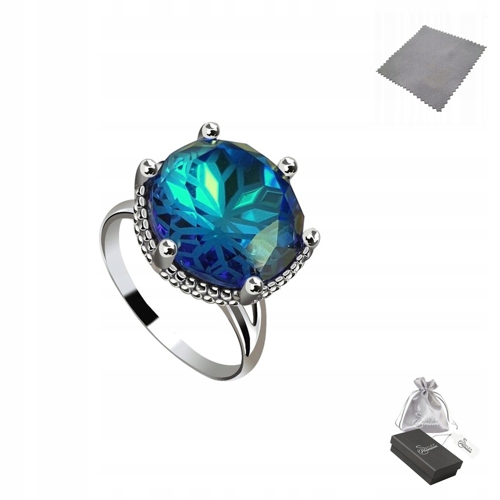 Prstýnek s krásným krystalem Bermuda Blue Stříbro ryzost 925 vel. 24