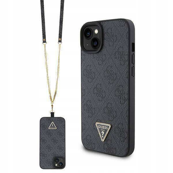 Pouzdro pro iPhone 15 Guess HardCase Crossbody 4G Metal Logo černé