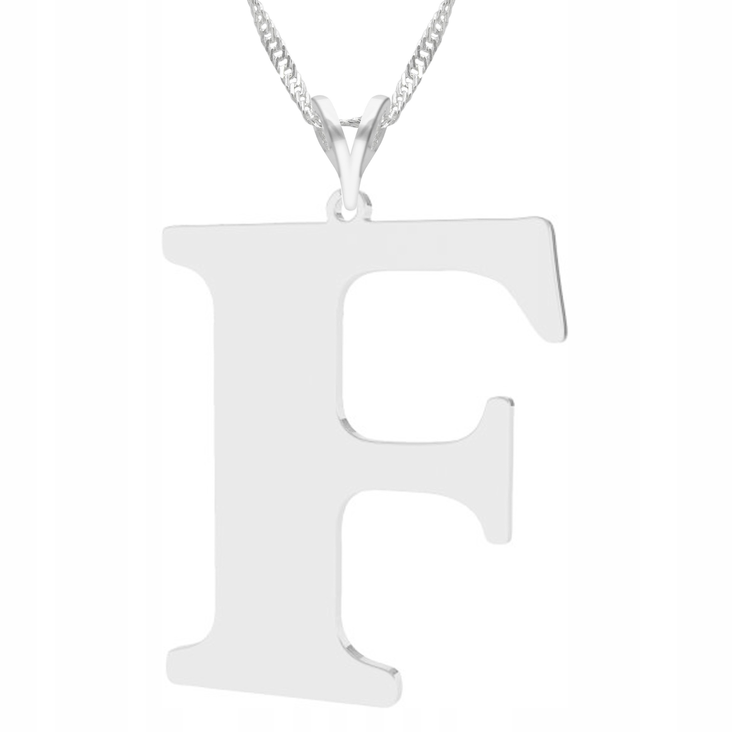 Stříbrný náhrdelník s velkou písmenkou Velké písmeno Iniciál Letter F Stříbro 925
