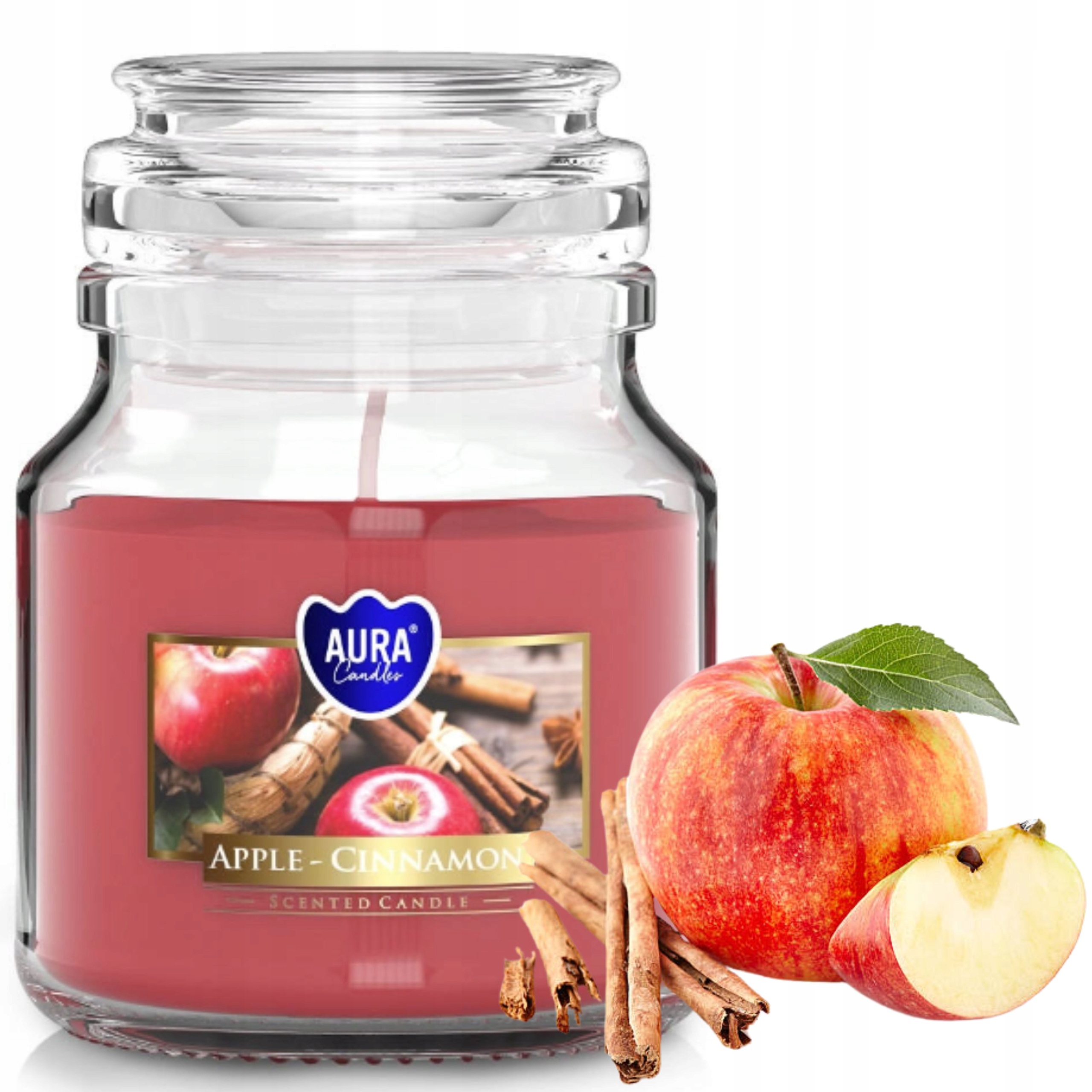 ŚWIECA ZAPACHOWA ŚWIECZKA ŚWIĄTECZNA ŚWIEC JABŁKO CYNAMON PREZENT SŁOIK 28H