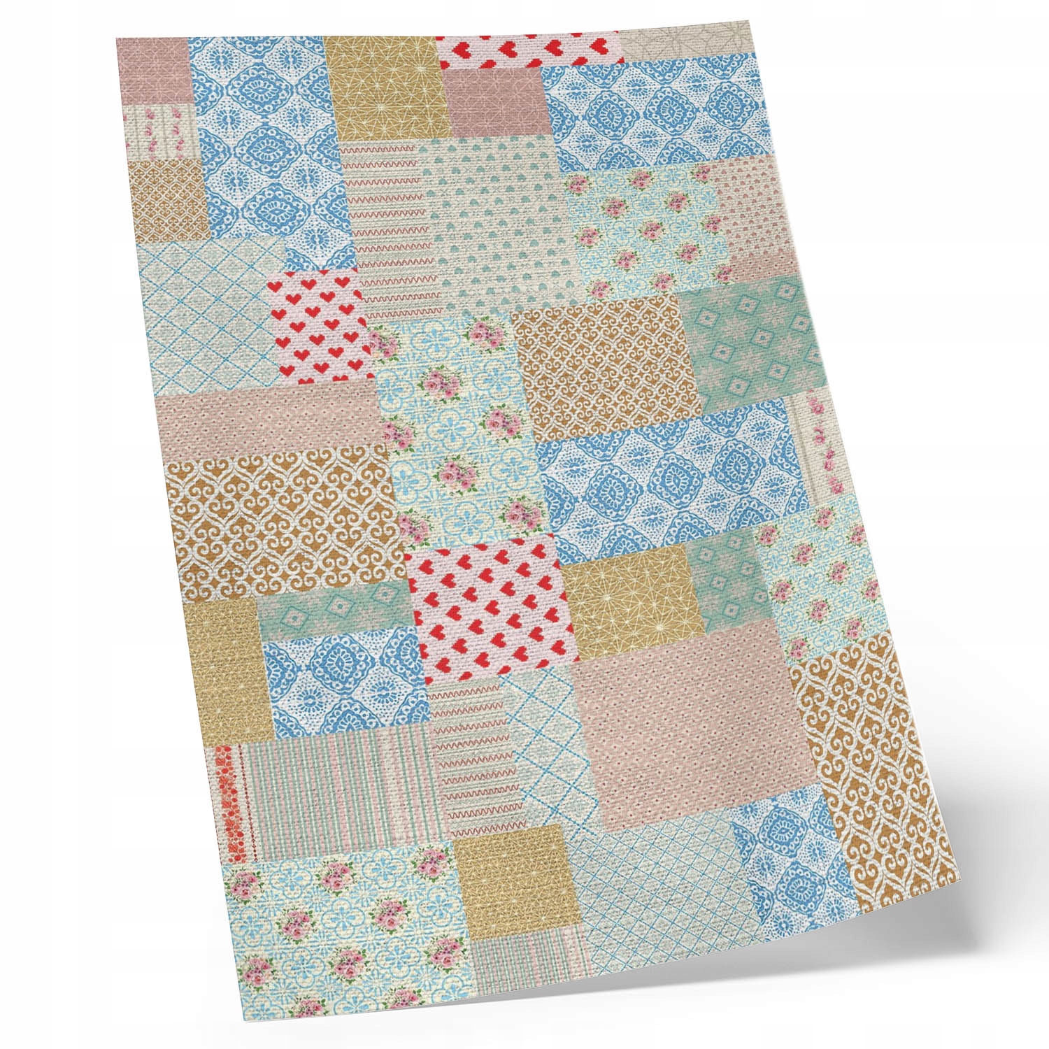 Módny vinylový koberec s jedinečnou potlačou Patchwork, rôzne kúsky 140 x 210