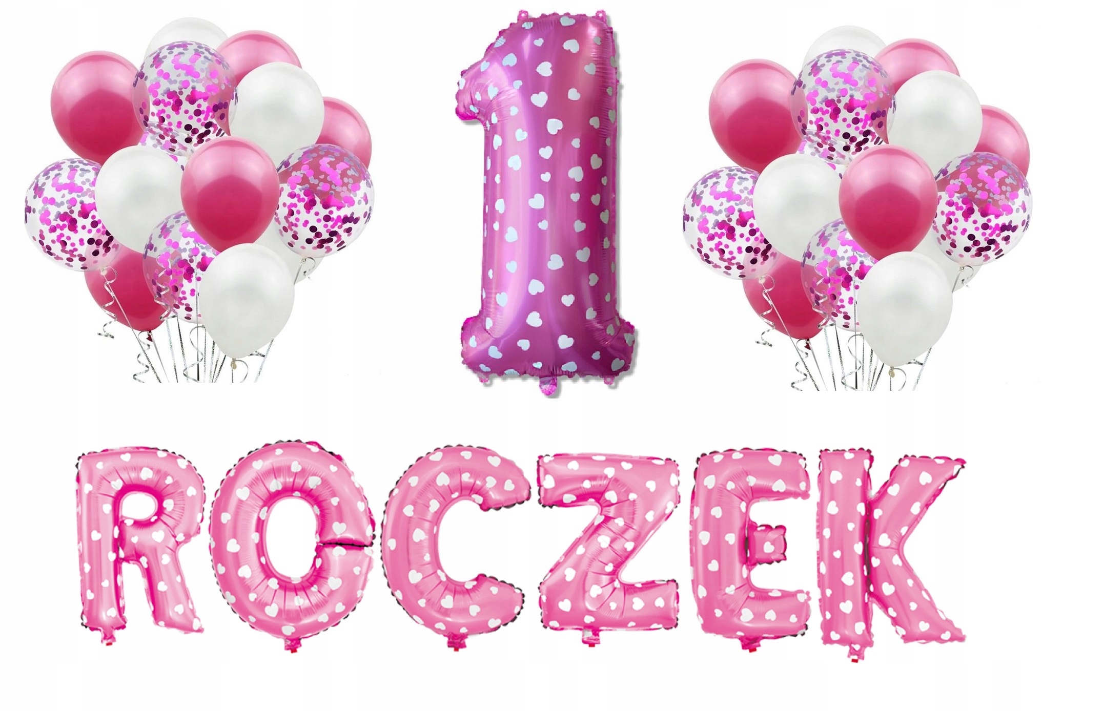 

Zestaw różowych Balonów na Roczek dla dziewczynki