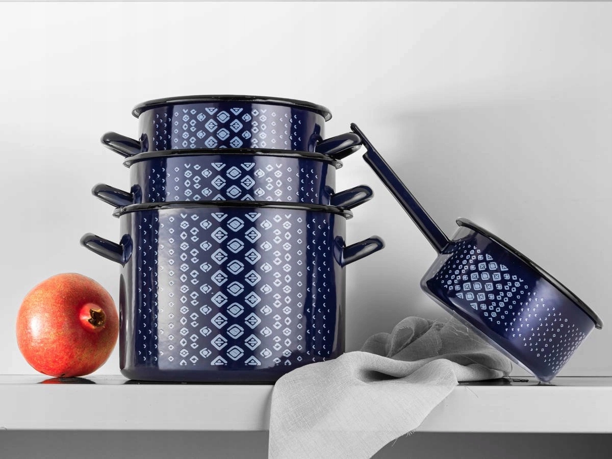 KOMPLET GARNKÓW EMALIOWANYCH TRELIS 4 ELEMENTY Marka Emalia Pleszew