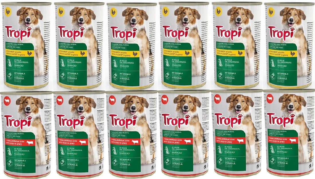 Levně Krmivo mokré Tropi 1250 g MIX Chutí pro psa 12 Ks