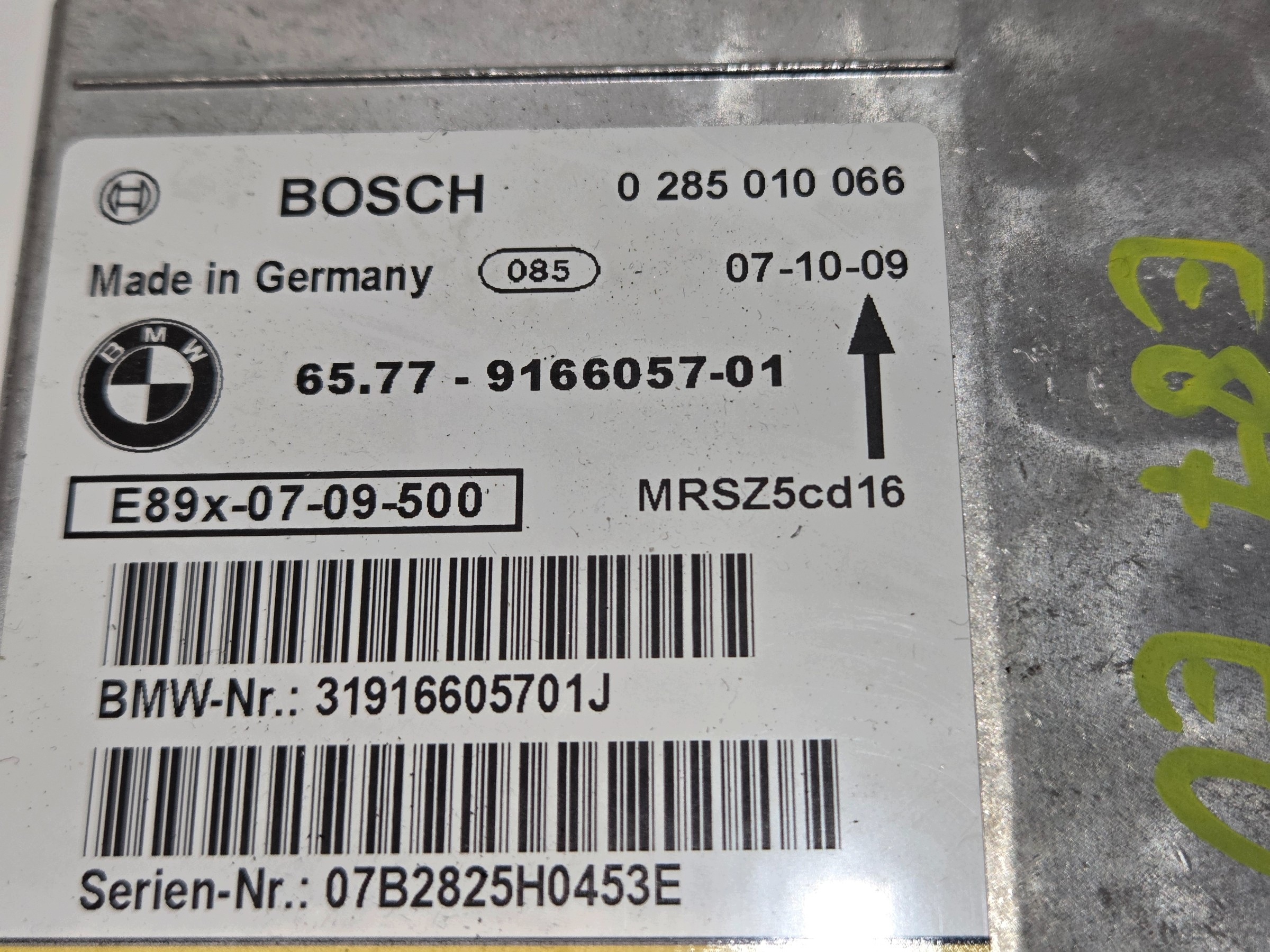 modul airbagů AIR BAG BMW E87 OE 9166057