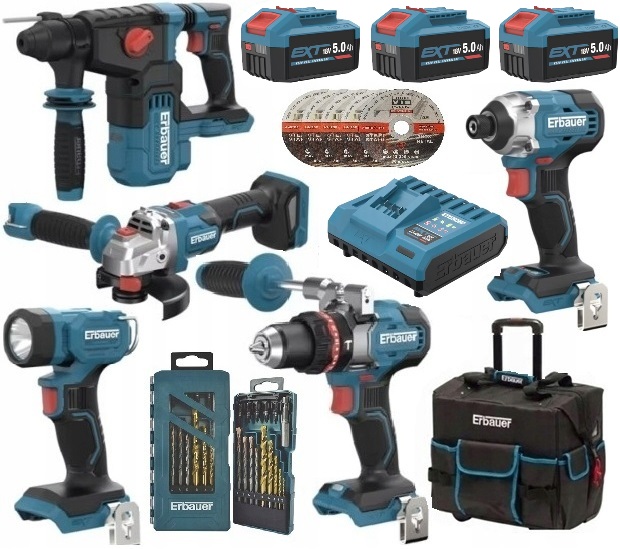 Erbauer G2, 16w1, 3x 5Ah, ERI1078SDS, ERI1083GRD, ERI1107COM, ERI1093IPD