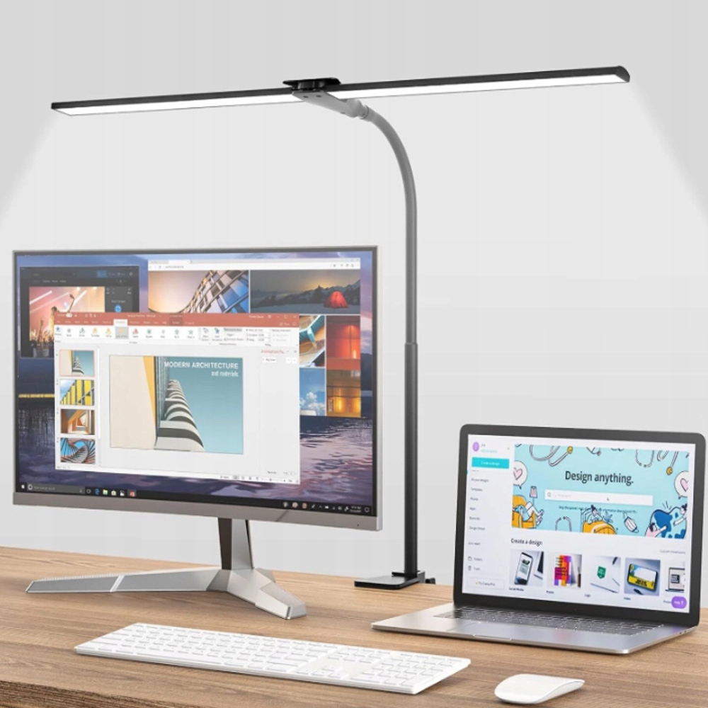 Led stolní lampa na psací stůl Školní lampa Kreslící kancelář Dvouhlavá