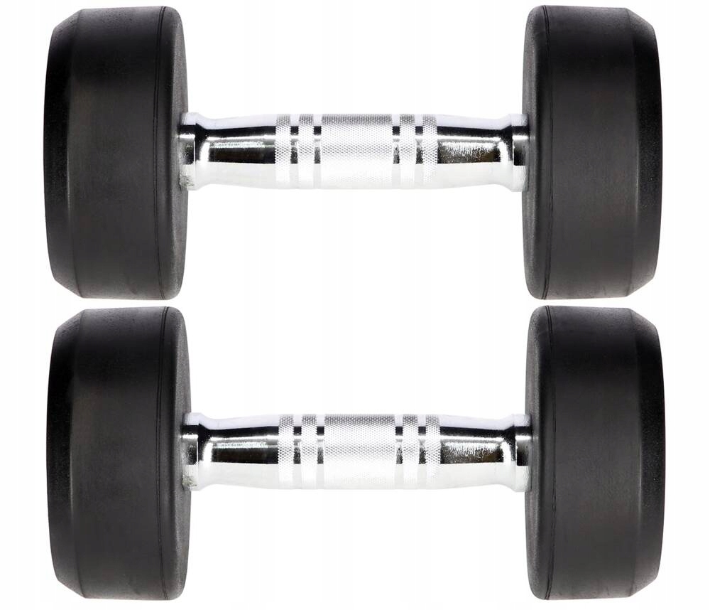 Chromovaná činka Hantelka Gumová Závaží pro silový trénink 2 x 7 kg