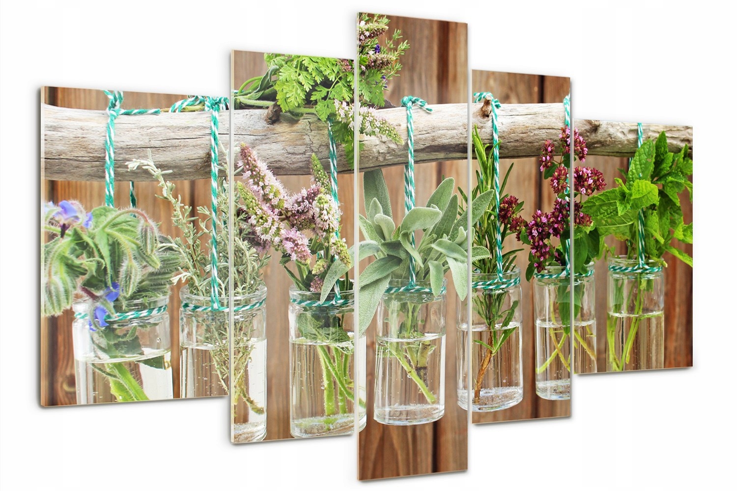 

Foto Obraz szklany tryptyk Zioła w słoikach