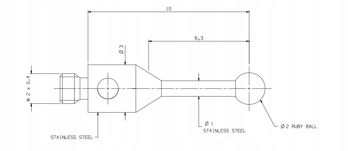 A-5000-7807 Trzpień pomiarowy Renishaw M2 - D2 - L10 Kod producenta A-5000-7807