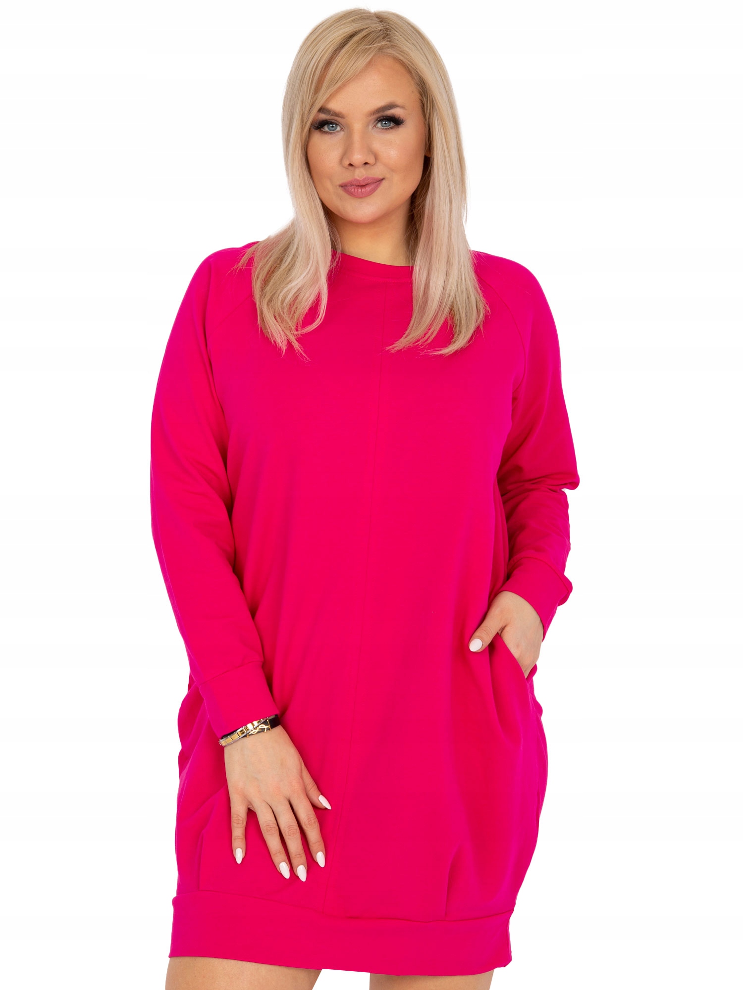 

Gładka Sukienka Damska kieszeniami Plus Size 4XL