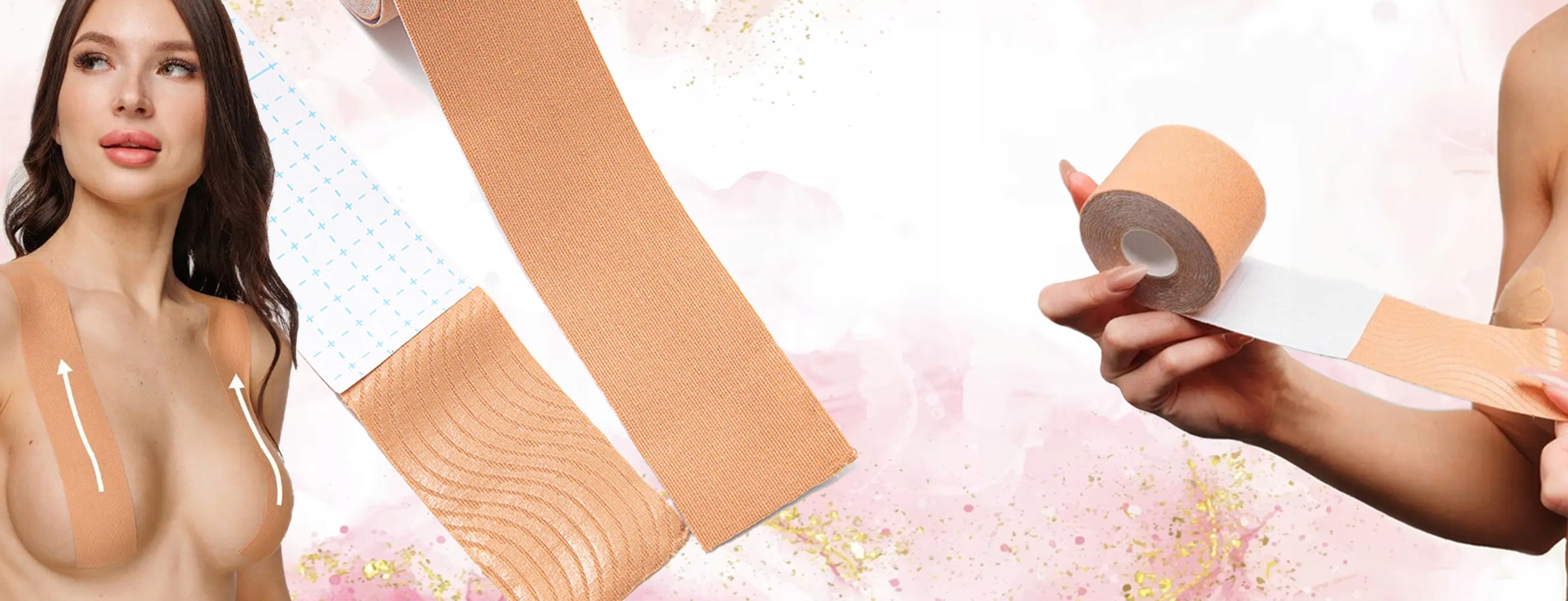 TAŚMA MODELUJĄCA UNOSZĄCA DEKOLT BIUST BOOB TAPE BIUSTONOSZ PUSHUP TAPING Model BOOB TAPE + INSTRUKCJA PL