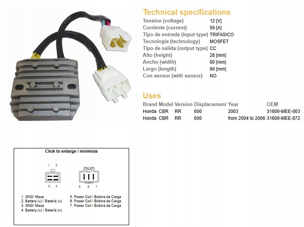 Dze 600RR '03-'06 (50A) (31600-MEE-872;31600-M