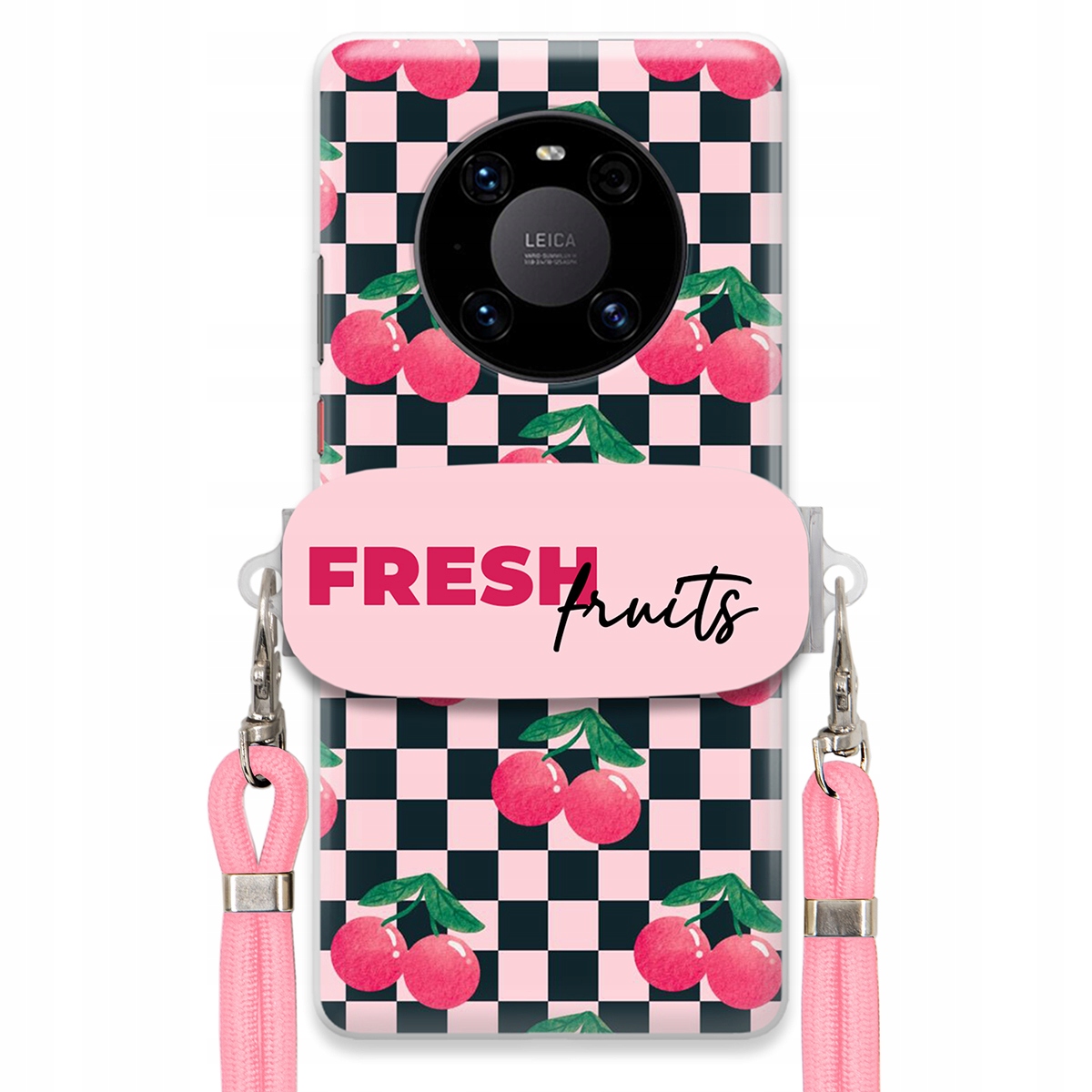 Puzdro pre Huawei Mate 40 Pro Vodítko Crossbody+ Držiak Šachovnica Fresh Fruits