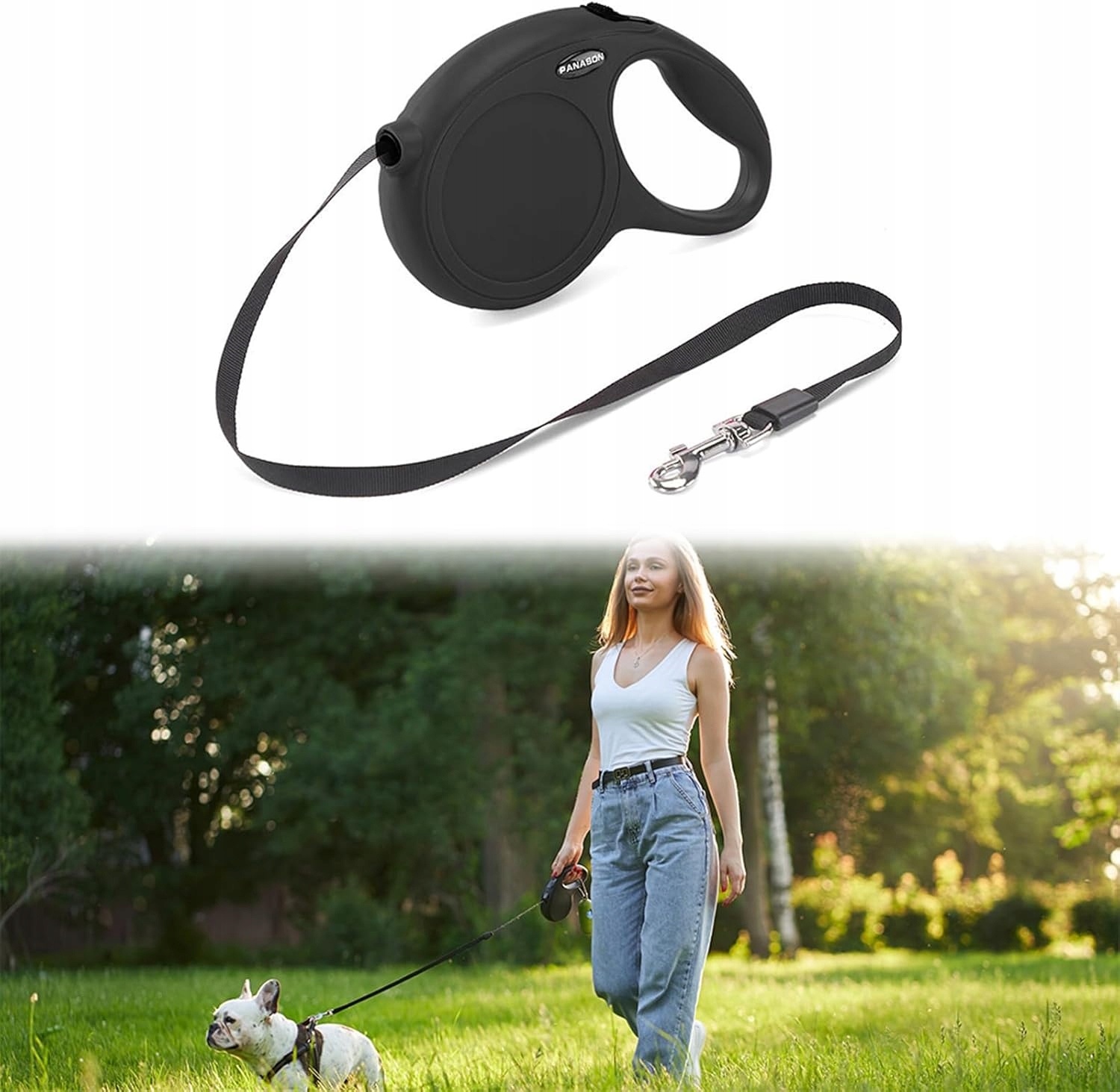 Levně Vysouvací Vodítko Pro Psy Tlačítko Blokování Protiskluzová Rukojeť Černá 5 m