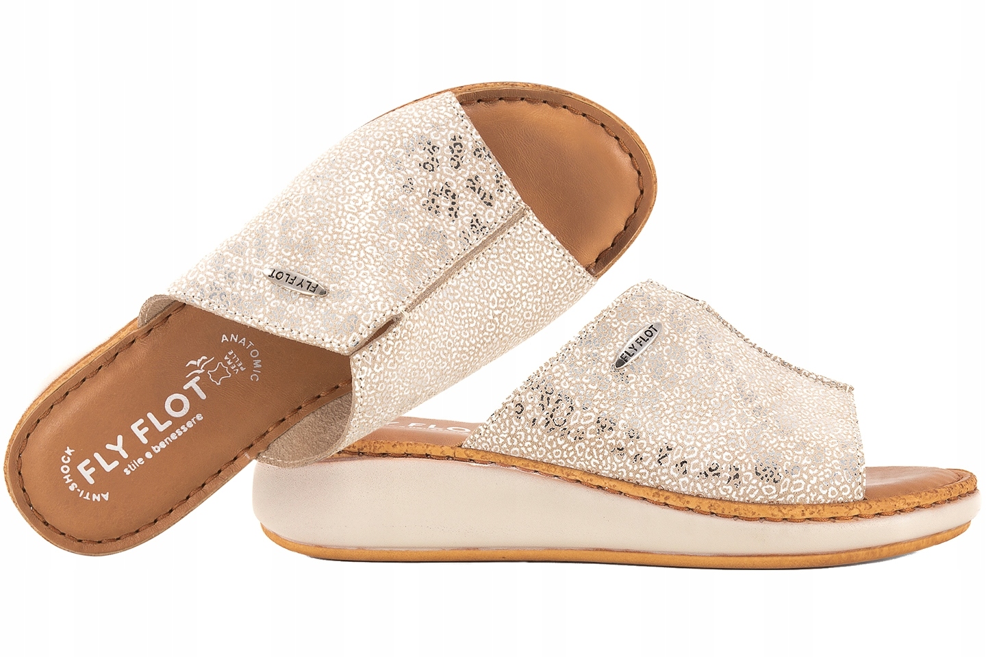 Fly Flot 59G07 Vg Italské Nazouváky Dámské Koturn Kůže 39 Béžová