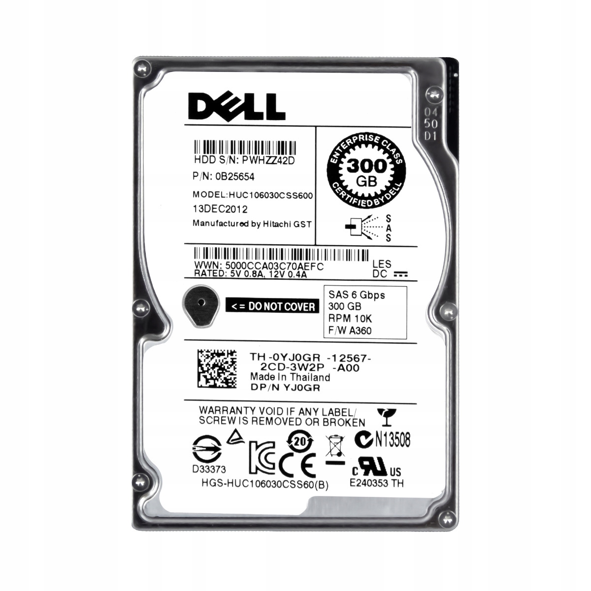 Dell 0YJ0GR 300GB 10K SAS-2 2.5'' HUC106030CSS600