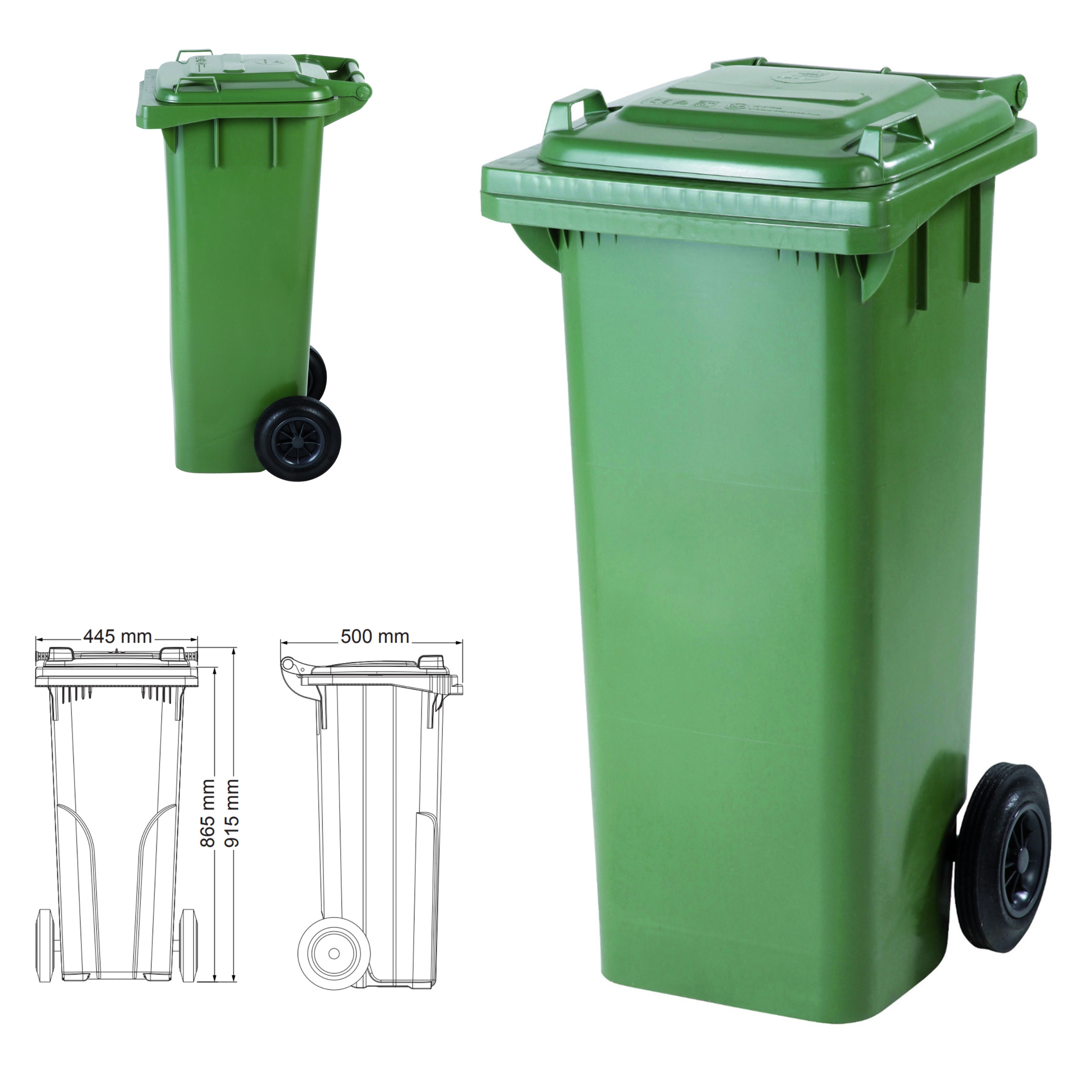 Kosz Kubeł Na Śmieci Odpady Komunalne Z Kołami Chip 80L Zielony Uv En 840
