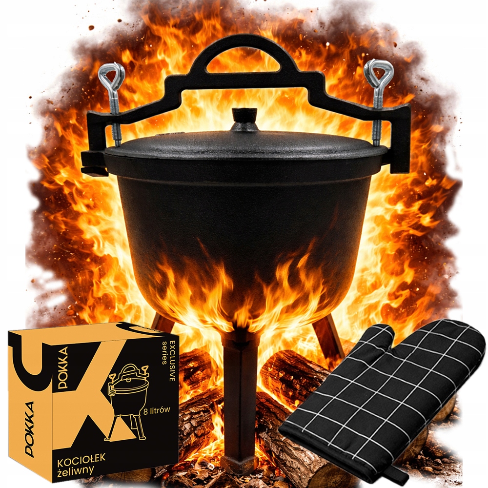 Litinový Kotlík 8 L Závěsný Lovecký Hrnec Na Pečení Oheň Iron 8 L