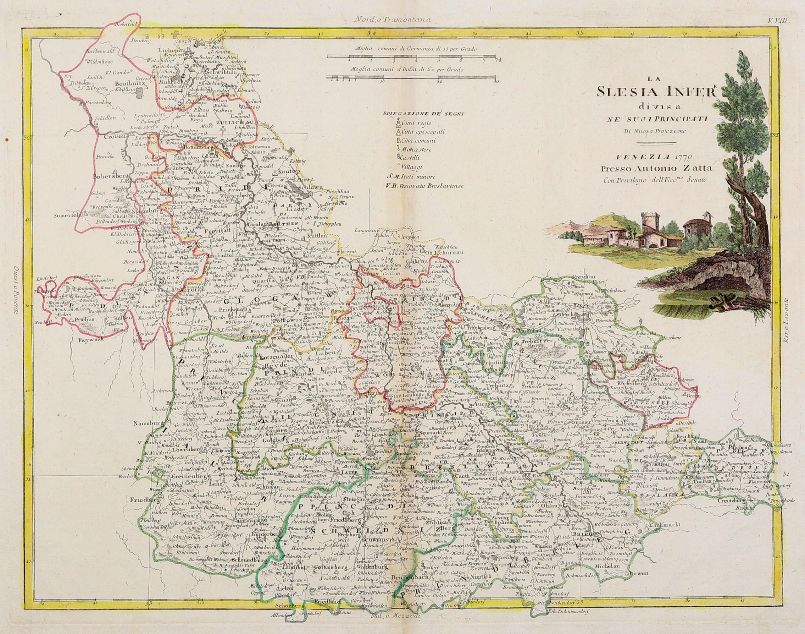 DOLNY ŚLĄSK. Mapa regionu, Zatta, 1779–1782