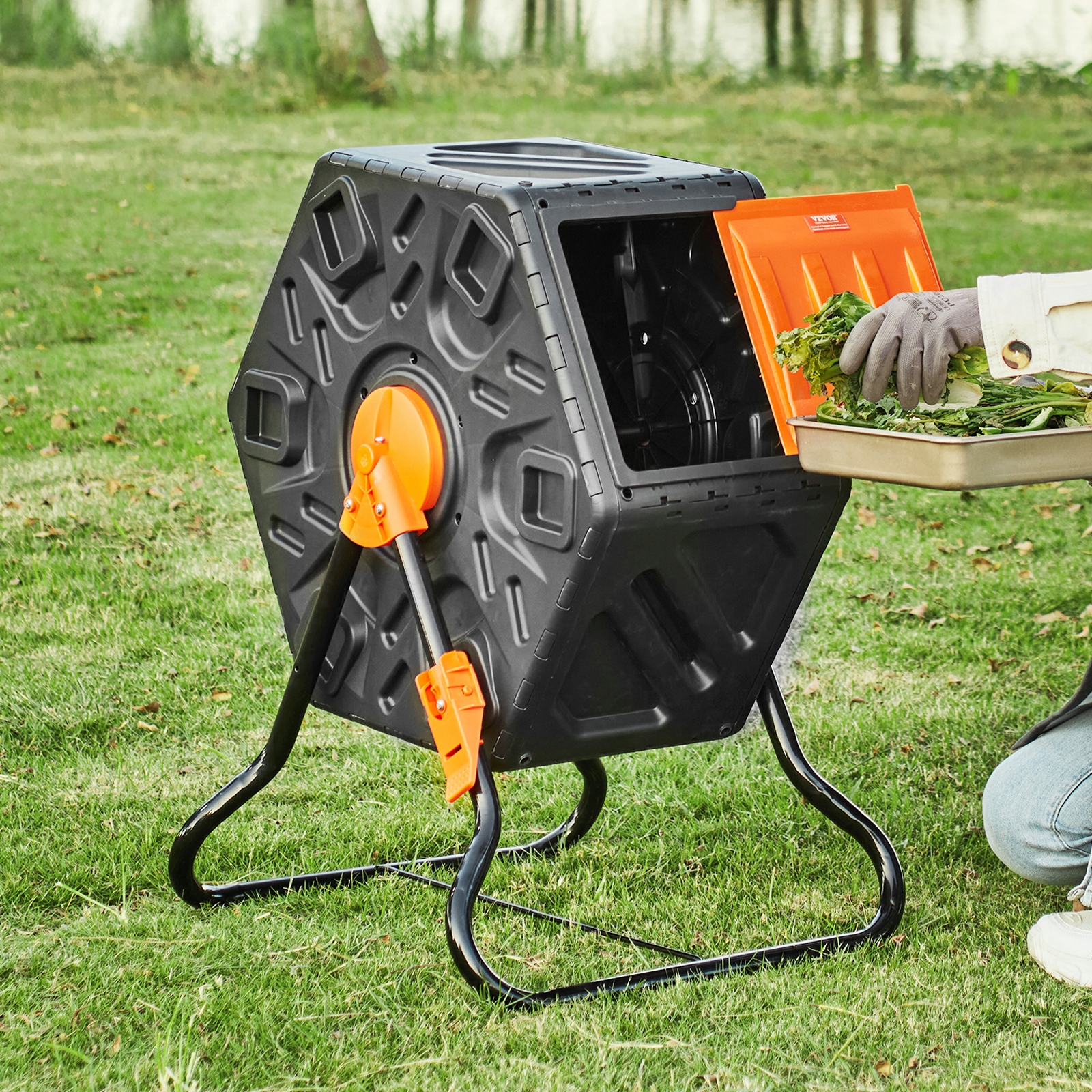 Komposto dėžė sodui, 70 l, metalinė, žalia