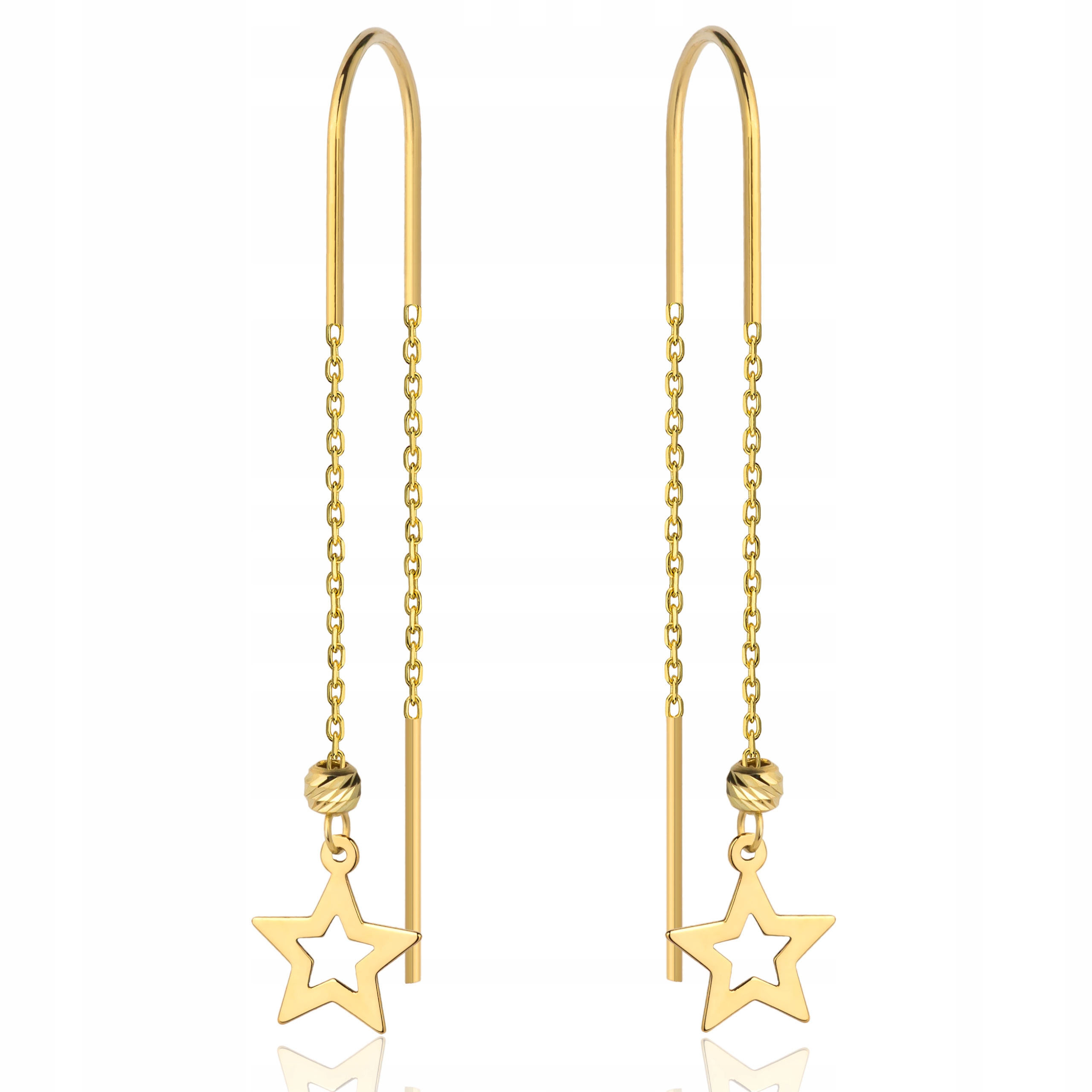 

Złote Kolczyki pr333 Wisząca Gwiazda Grawer