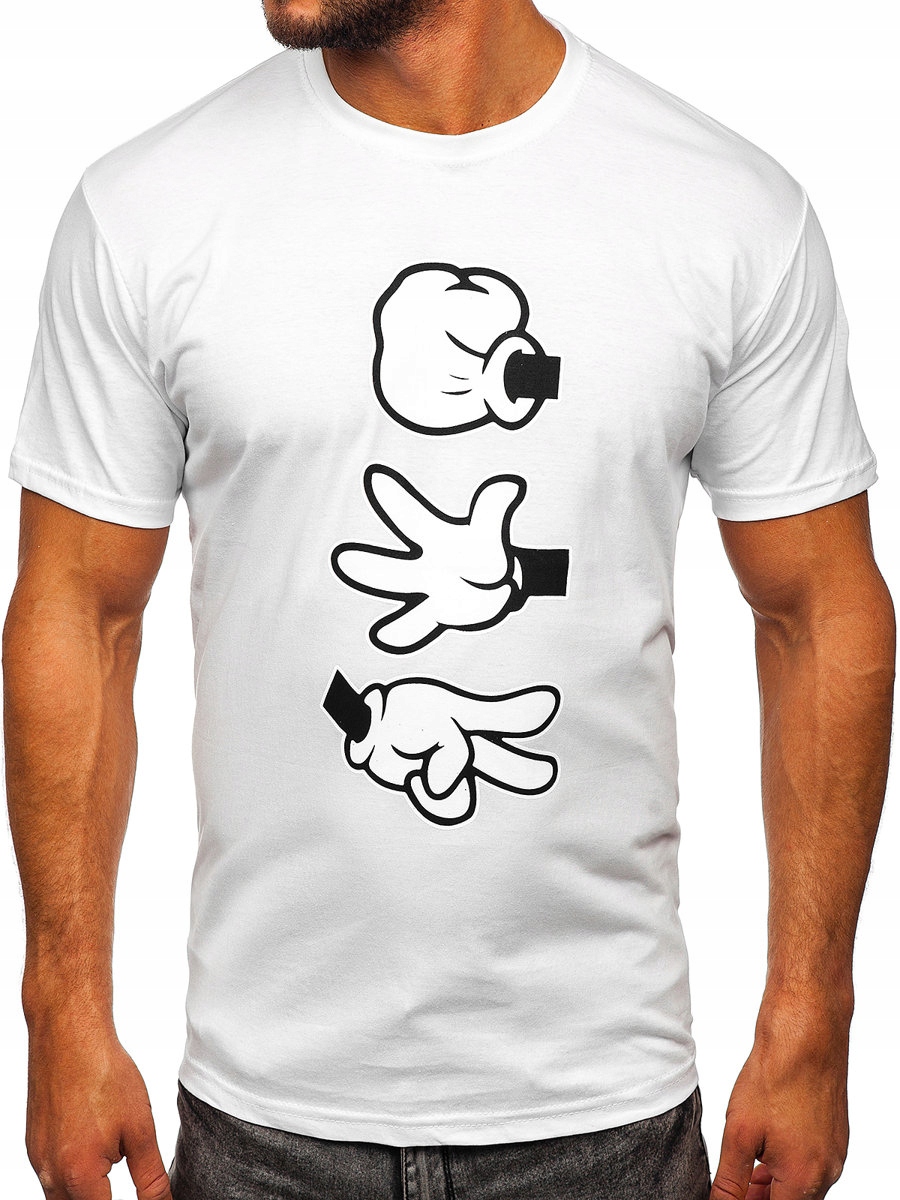 

T-shirt Męski Z Nadrukiem Biały KS1997 Rozmiar_xl
