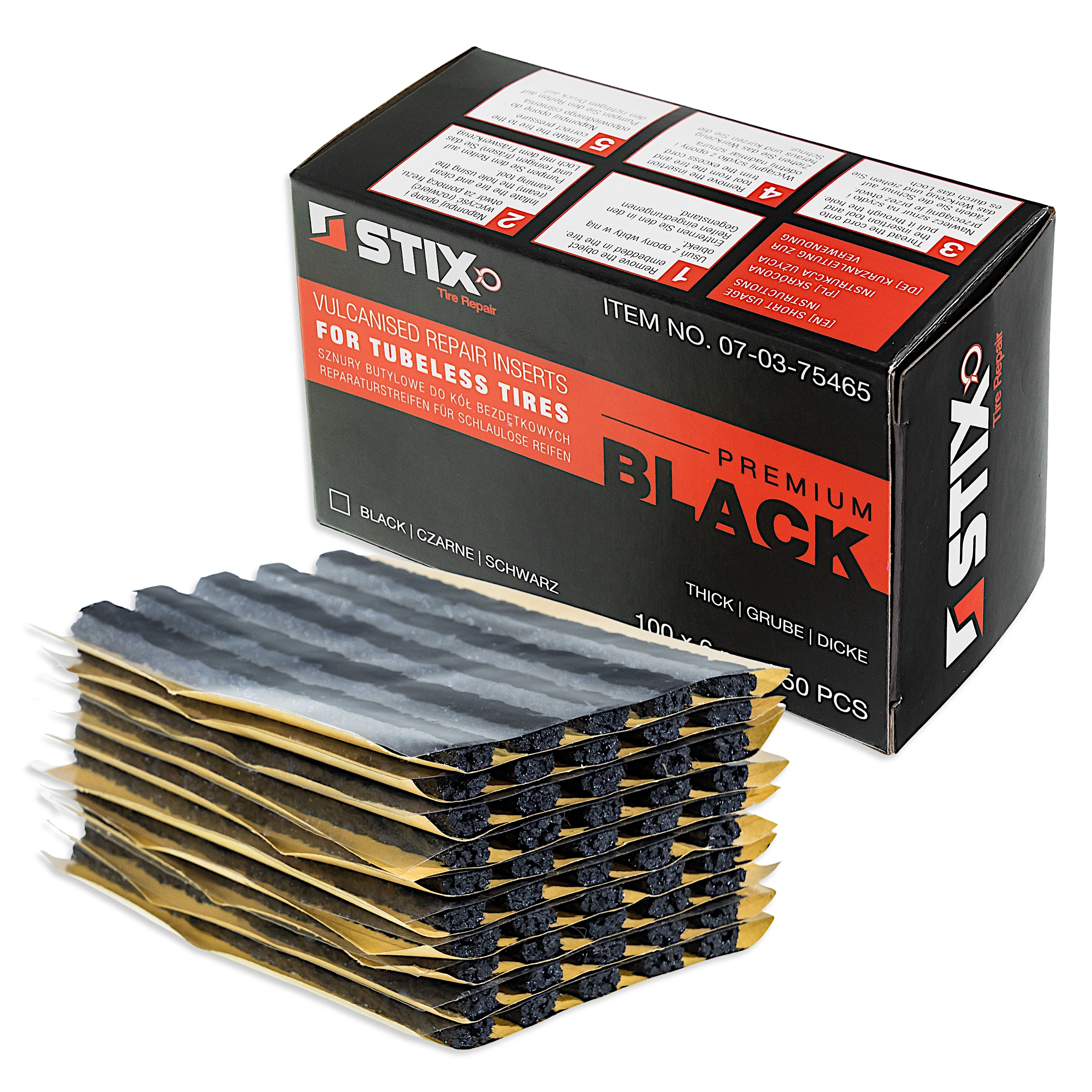 Sznur Butylowy Grubość 6MM Długość 100MM Czarny Do Naprawy Opon Stix 50szt