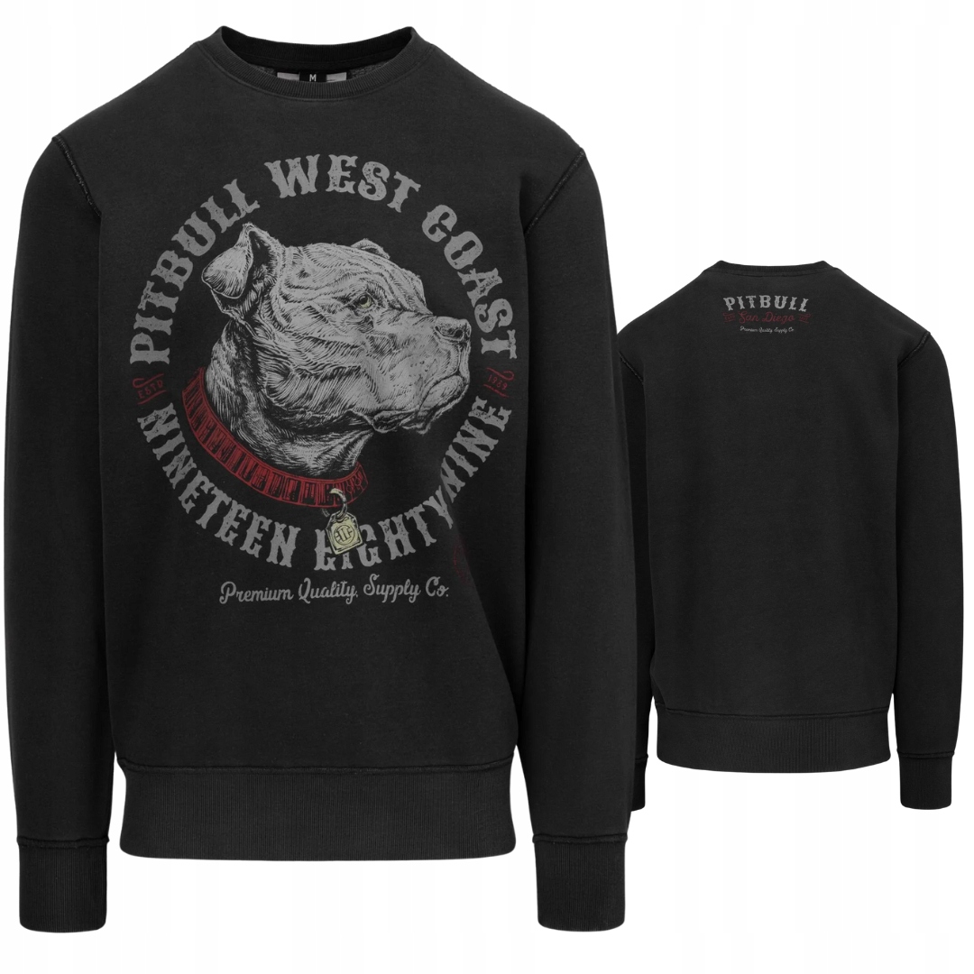 Pitbull West Coast Pánská Mikina Crewneck Strength & Respect Grafitová XXL