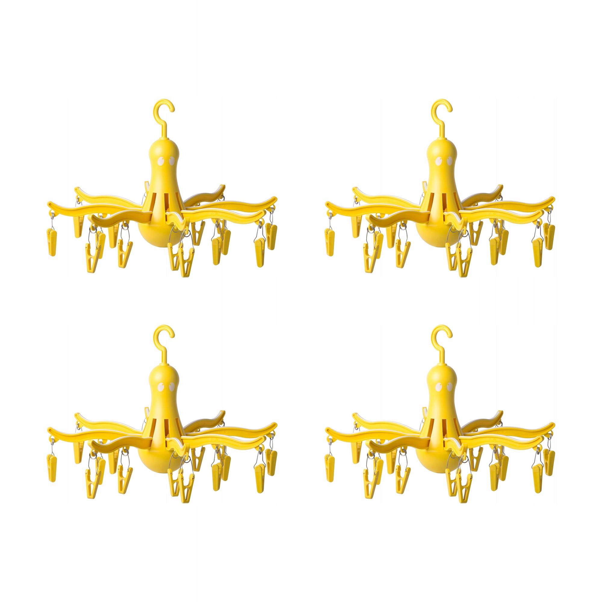 4 ks Věšák na 16 kusů oděvů žlutý Pressa