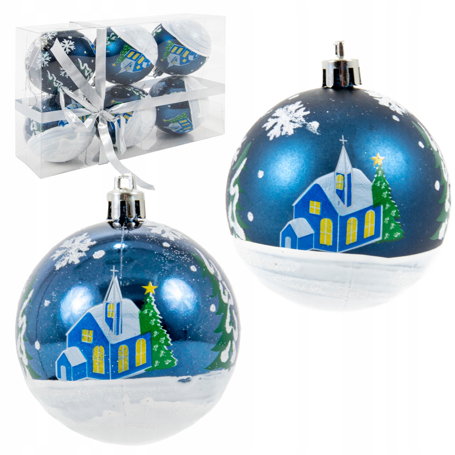 

Bombki Choinkowe Na Choinkę 7cm Niebieskie Kościół