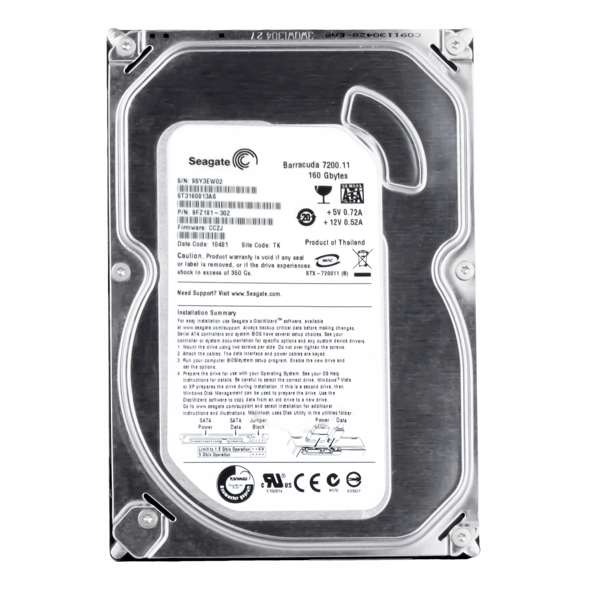 Seagate 160GB 7.2K 8MB Sata II 3.5'' ST3160813AS