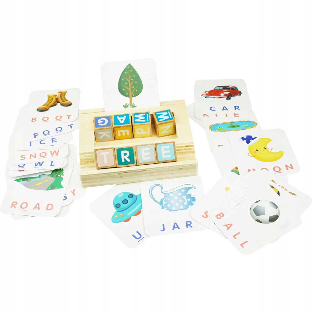 Karty językowe na drewnianej podstawce literowanie Marka Pozostałe