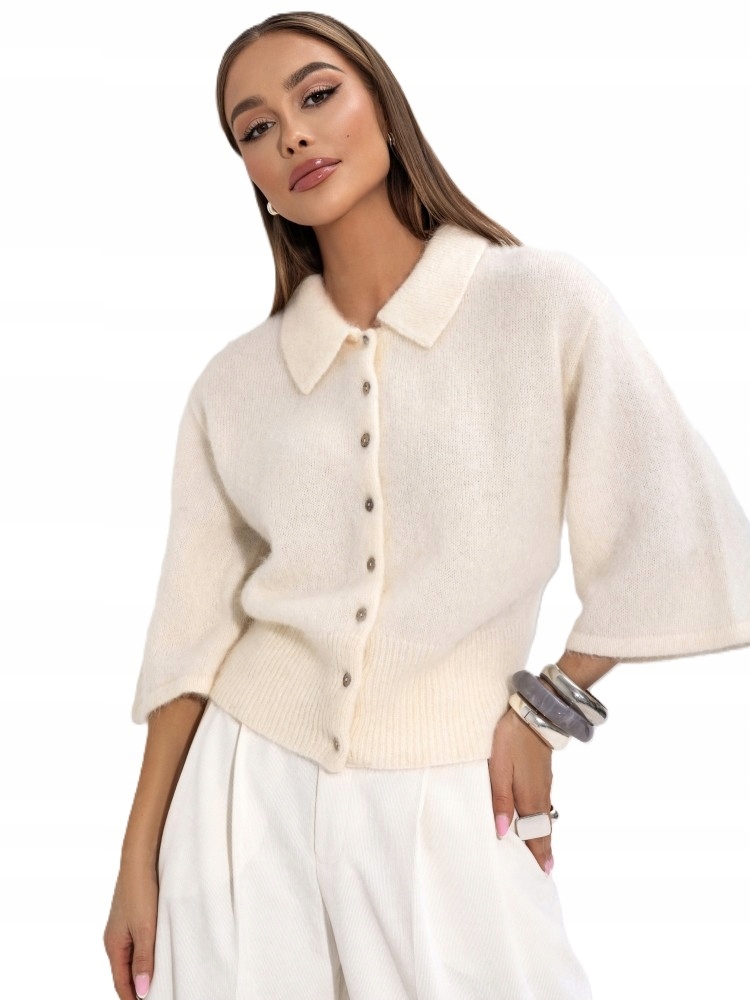Cocomore Yarn Kardiganový svetr Alpaka Suri Bílý Ecru 36/S New